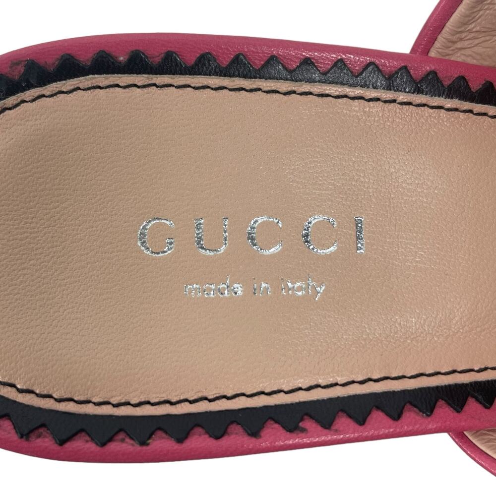 Gucci GG Studs Leather Platform Slide Sandal Rhodamine Pink Size 40 - Picture 11 of 14